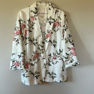 LC Lauren Conrad flowered blazer with gathered cuffs size m new with tags